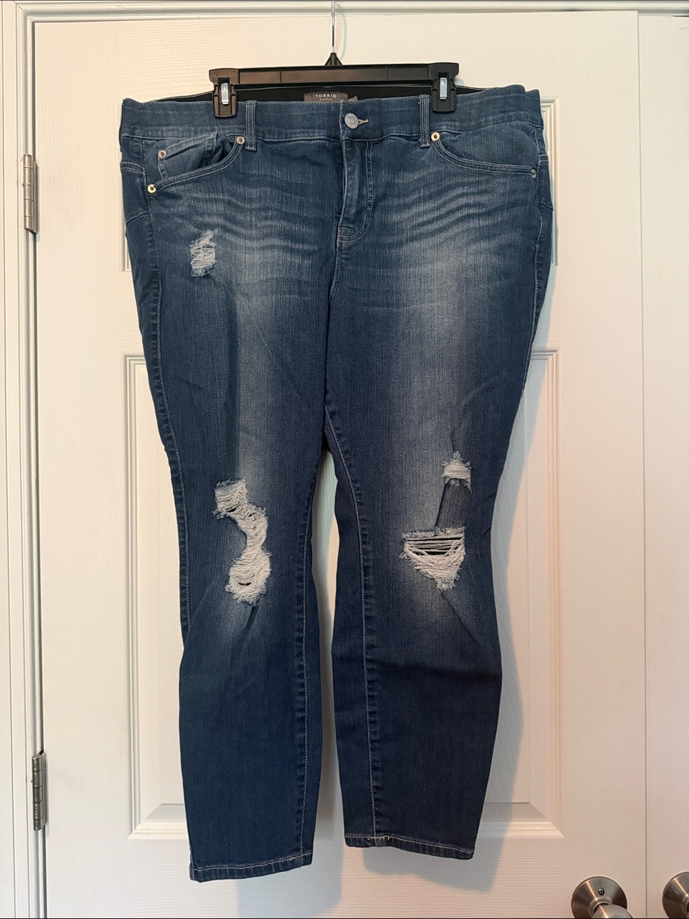 torrid Dark Blue Distressed Skinny Jeans